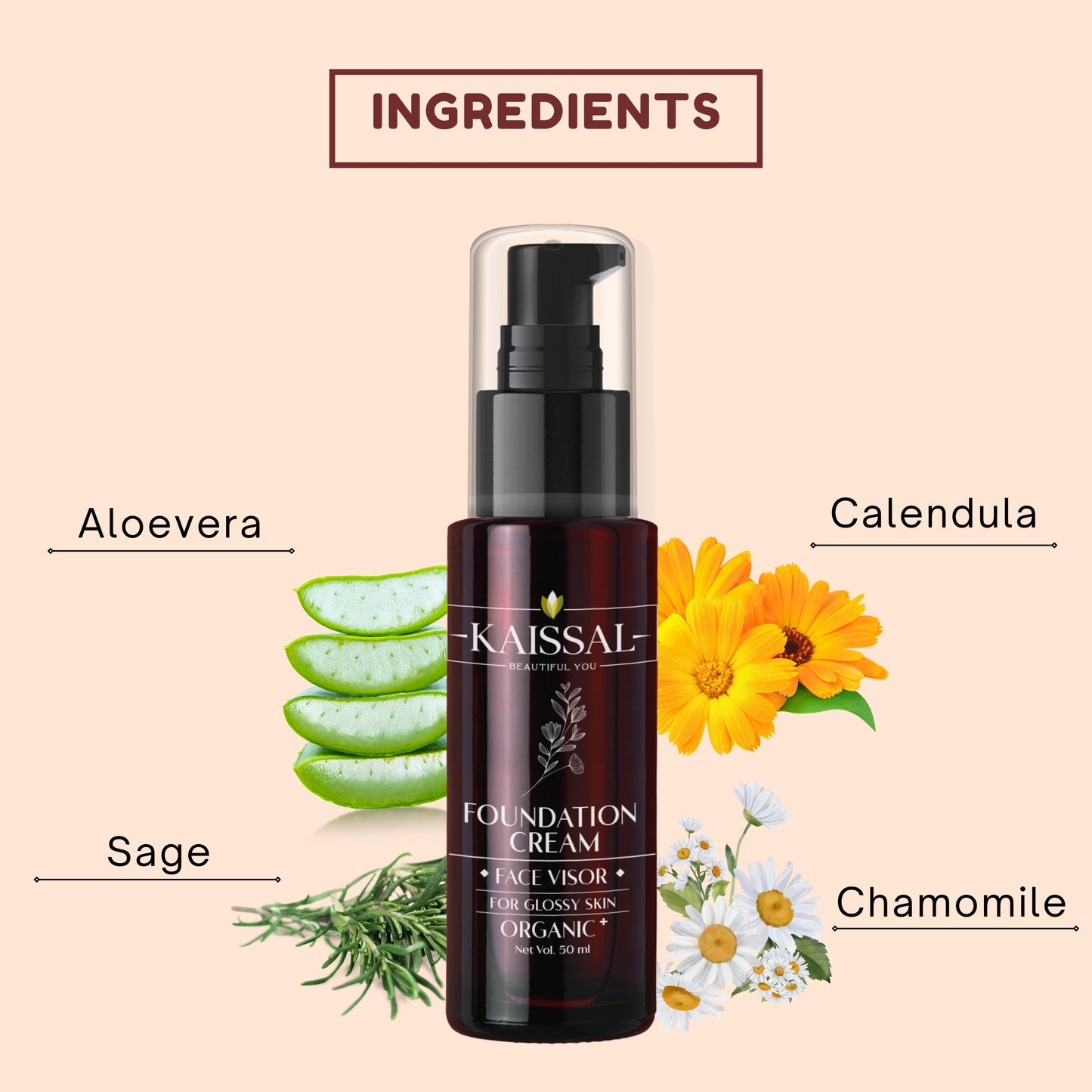 Kaissal Weightless Foundation Cream for Nourished and Glowing Skin - 50gm