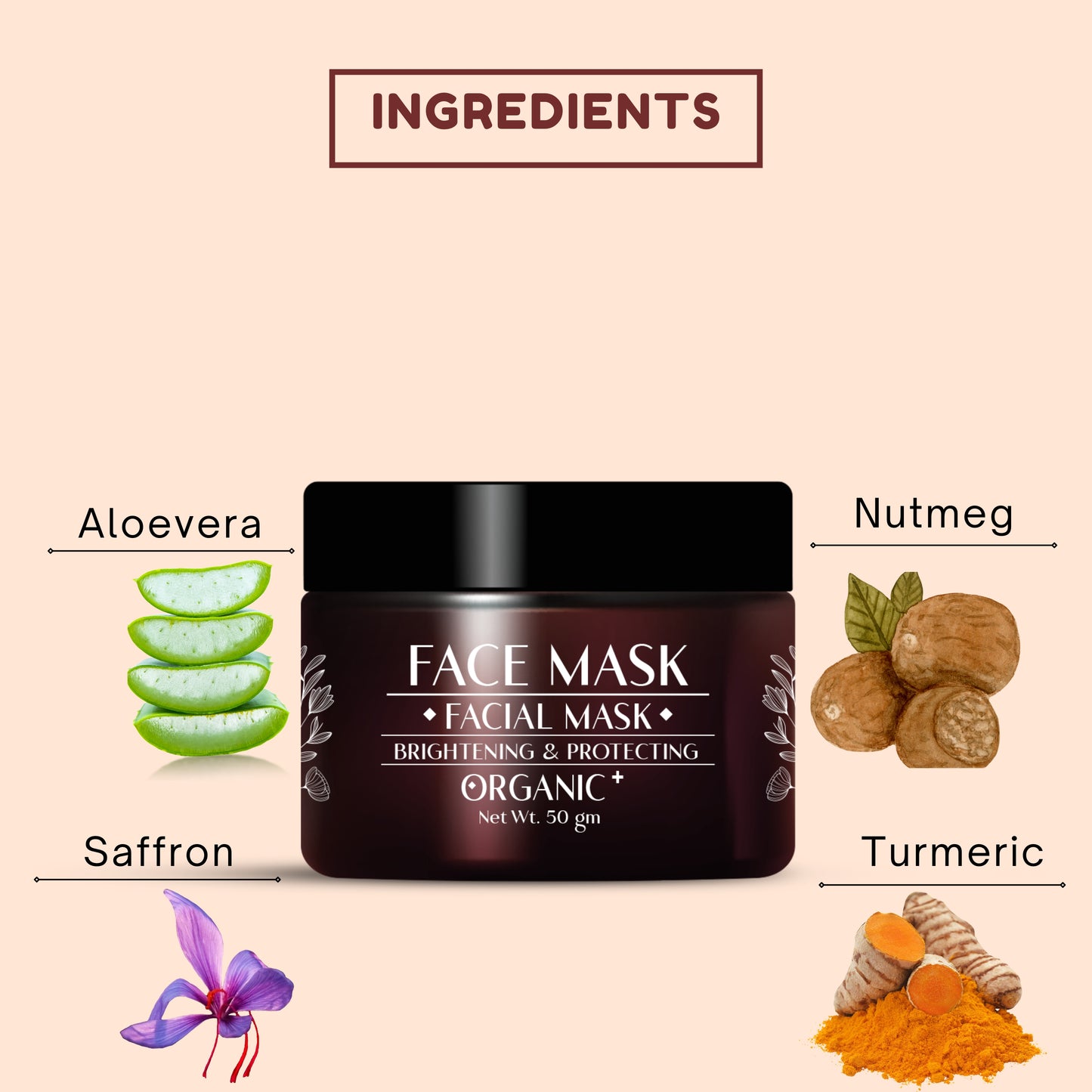 Kaissal's Aloe Extract Face Mask for Soothing and Brightening Skin - 50gm