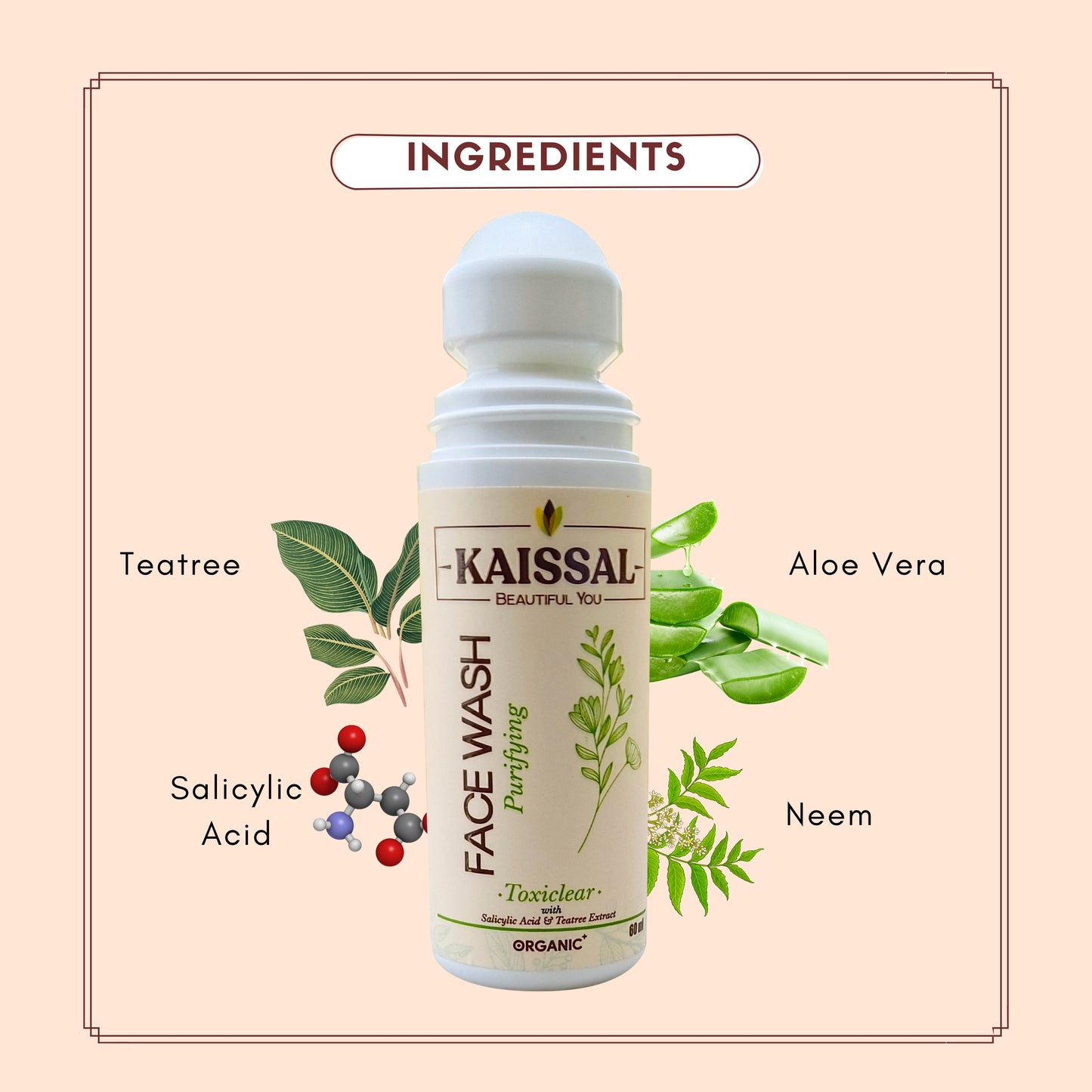 Roll-on Facewash (Teatree) - Salicylic Acid & Tea Tree oil - 60ml