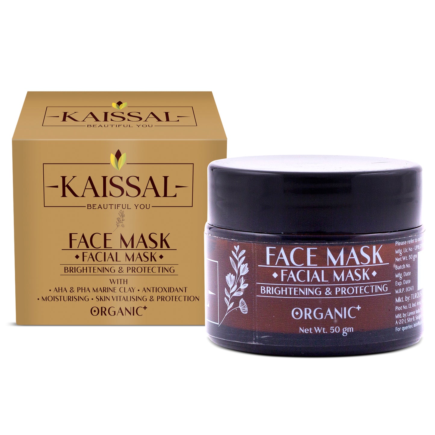 Kaissal's Aloe Extract Face Mask for Soothing and Brightening Skin - 50gm