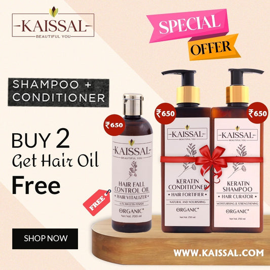 Combo Of Kaissal Keratin Shampoo (250ml) + Keratin Conditioner (250ml) And Get Free Hair Fall Control Oil (200ml)
